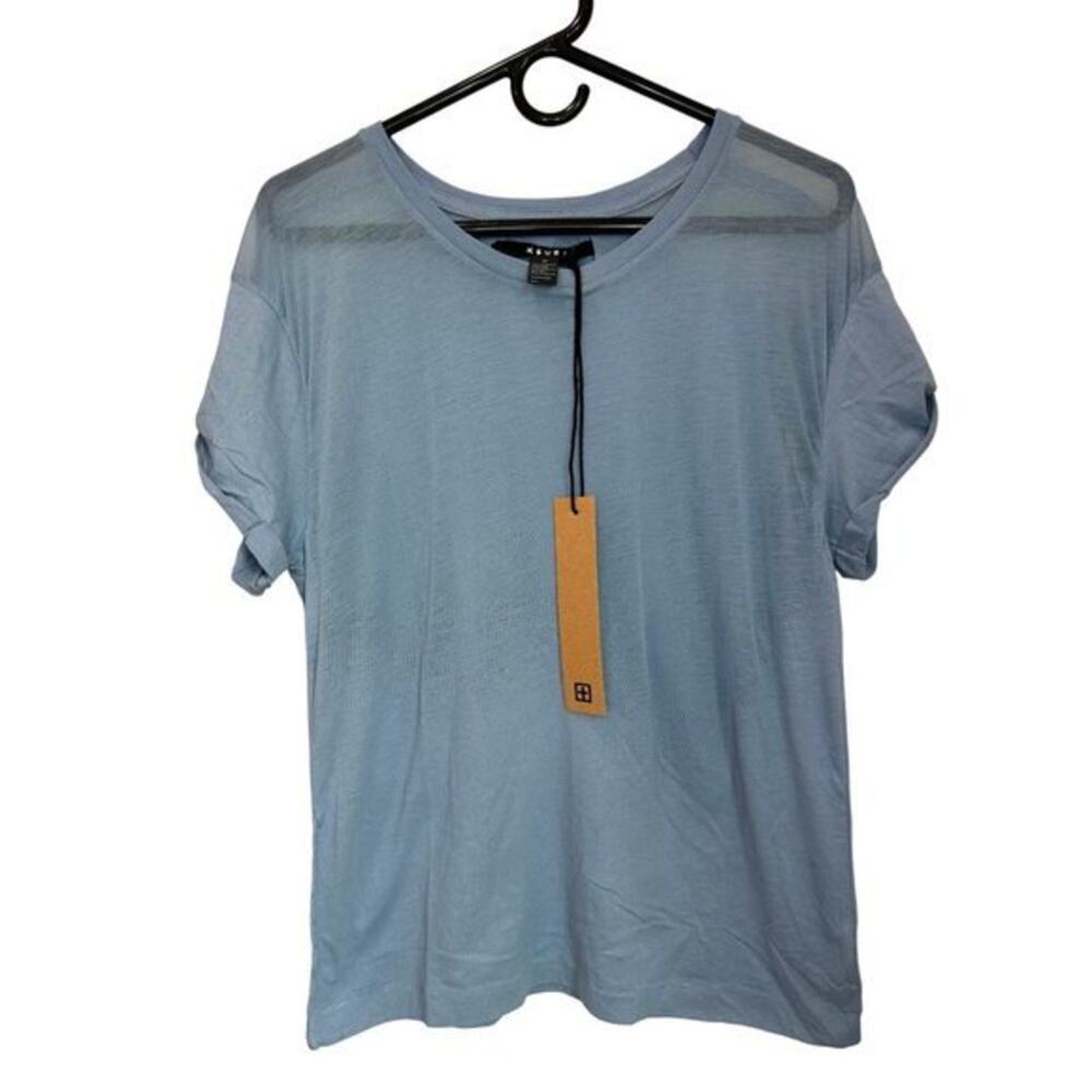 Ksubi Women's Devore Aged Blue Perforated Sheer Tee‎ Casual Everyday NWT XS